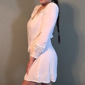 Bohemian Hippie White Long Sleeve Dress